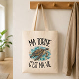 Tote Bag Beige Ma tortue c'est ma vie