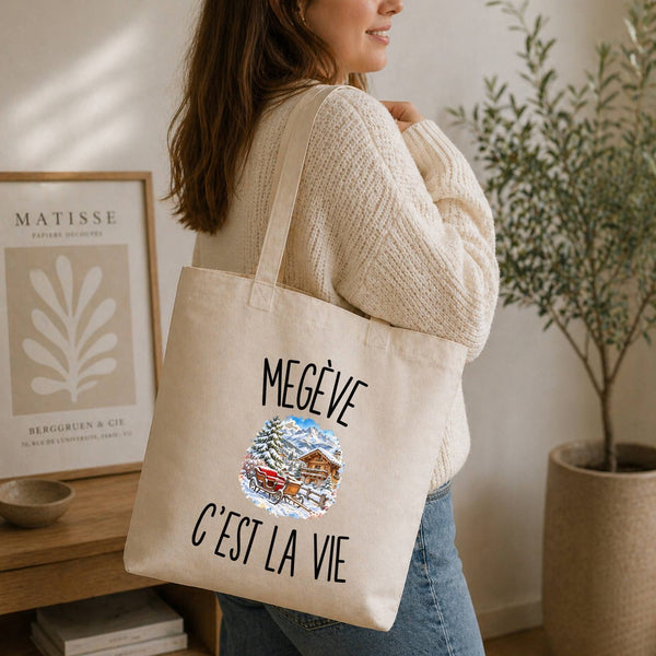 Tote Bag Beige Megève c’est la vie
