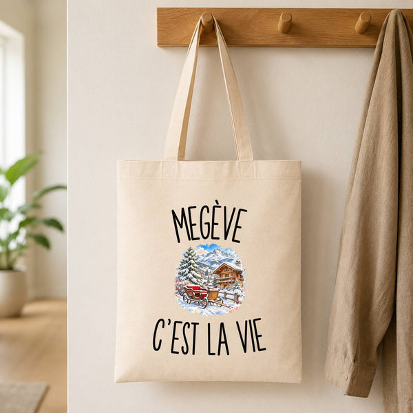 Tote Bag Beige Megève c’est la vie