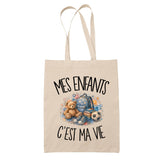 Tote Bag Beige Mes enfants c'est ma vie
