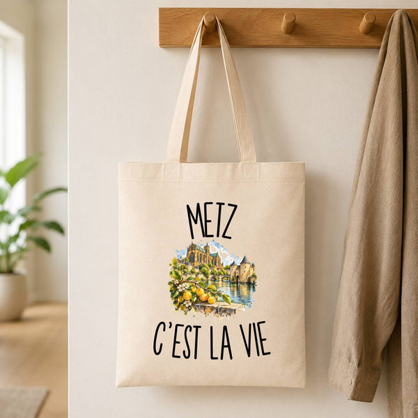 Tote Bag Beige Metz c’est la vie