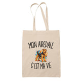 Tote Bag Beige Mon Airedale c’est ma vie