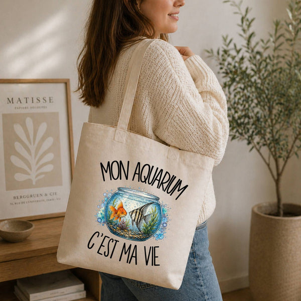 Tote Bag Beige Mon aquarium c'est ma vie