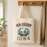 Tote Bag Beige Mon aquarium c'est ma vie