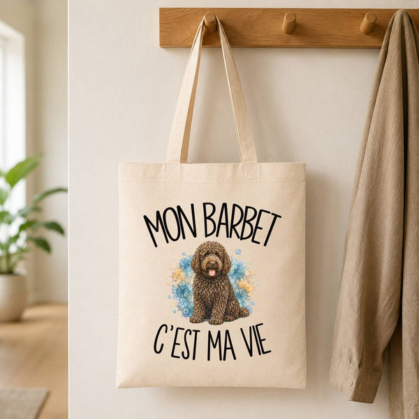 Tote Bag Beige Mon Barbet c'est ma vie