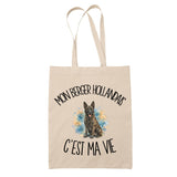 Tote Bag Beige Mon Berger Hollandais c'est ma vie