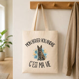 Tote Bag Beige Mon Berger Hollandais c'est ma vie