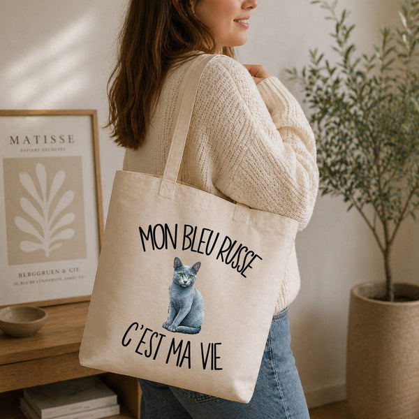 Tote Bag Beige Mon Bleu Russe c'est ma vie