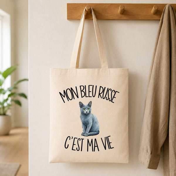 Tote Bag Beige Mon Bleu Russe c'est ma vie