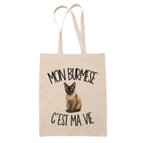 Tote Bag Beige Mon Burmese c'est ma vie