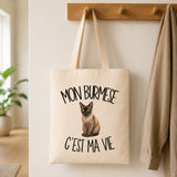 Tote Bag Beige Mon Burmese c'est ma vie