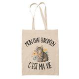 Tote Bag Beige Mon Chat Européen c'est ma vie