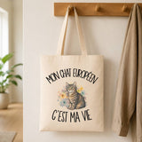 Tote Bag Beige Mon Chat Européen c'est ma vie