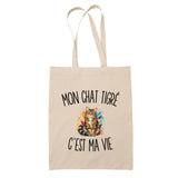 Tote Bag Beige Mon Chat Tigré c’est ma vie