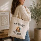 Tote Bag Beige Mon Chat Tigré c’est ma vie