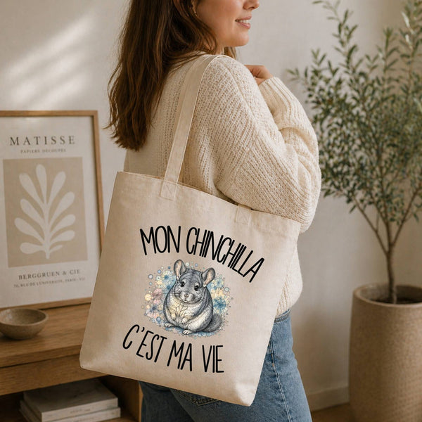 Tote Bag Beige Mon chinchilla c'est ma vie