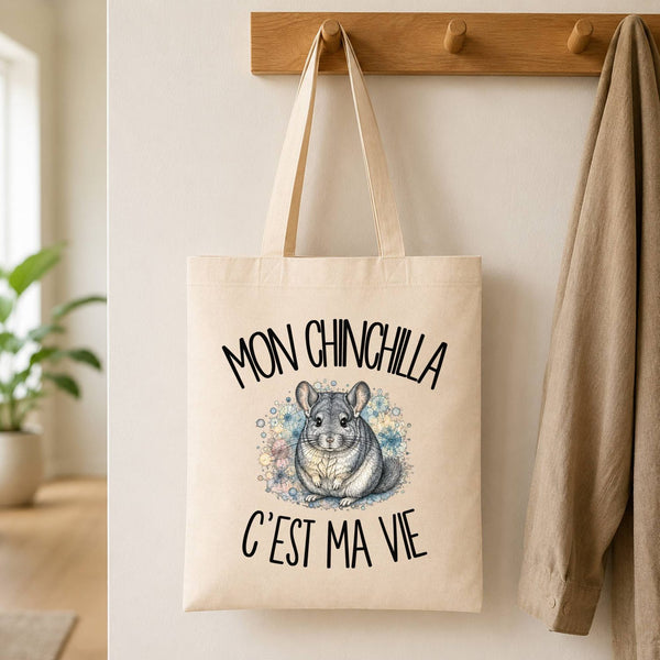 Tote Bag Beige Mon chinchilla c'est ma vie