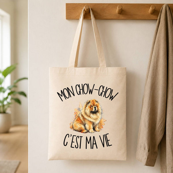 Tote Bag Beige Mon Chow-Chow c'est ma vie