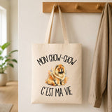 Tote Bag Beige Mon Chow-Chow c'est ma vie