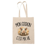 Tote Bag Beige Mon cochon c'est ma vie