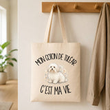 Tote Bag Beige Mon Coton de Tuléar c'est ma vie