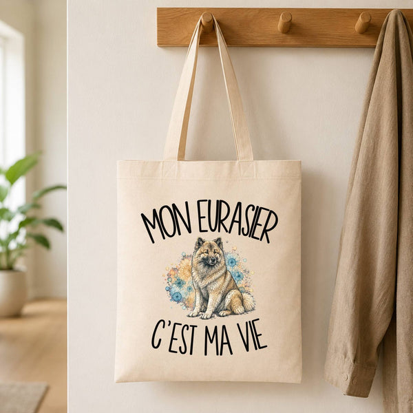 Tote Bag Beige Mon Eurasier c'est ma vie