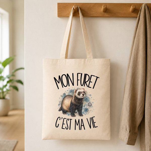 Tote Bag Beige Mon furet c'est ma vie