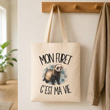 Tote Bag Beige Mon furet c'est ma vie