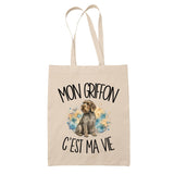 Tote Bag Beige Mon Griffon c'est ma vie