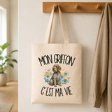 Tote Bag Beige Mon Griffon c'est ma vie