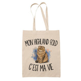 Tote Bag Beige Mon Highland Fold c'est ma vie