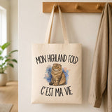 Tote Bag Beige Mon Highland Fold c'est ma vie