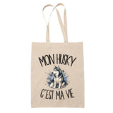 Tote Bag Beige Mon Husky c'est ma vie