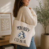 Tote Bag Beige Mon Husky c'est ma vie