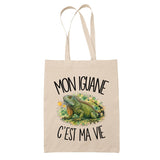 Tote Bag Beige Mon iguane c'est ma vie