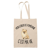 Tote Bag Beige Mon Loulou de Poméranie c'est ma vie