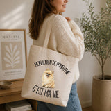 Tote Bag Beige Mon Loulou de Poméranie c'est ma vie