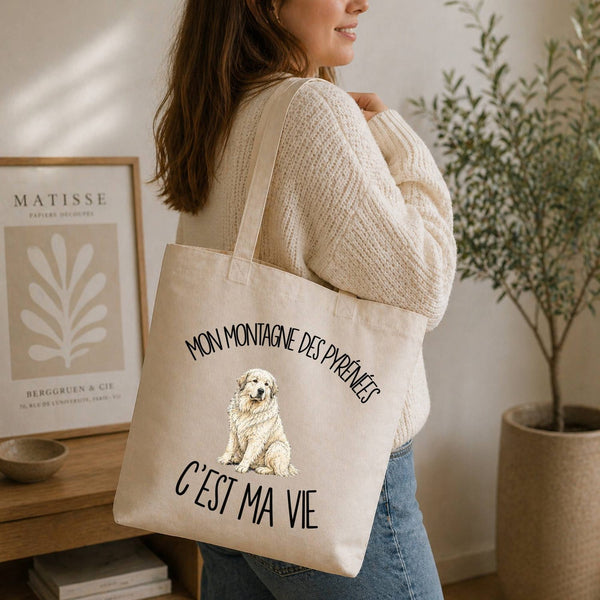 Tote Bag Beige Mon Montagne des Pyrénées c'est ma vie