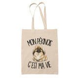 Tote Bag Beige Mon Pékinois c'est ma vie