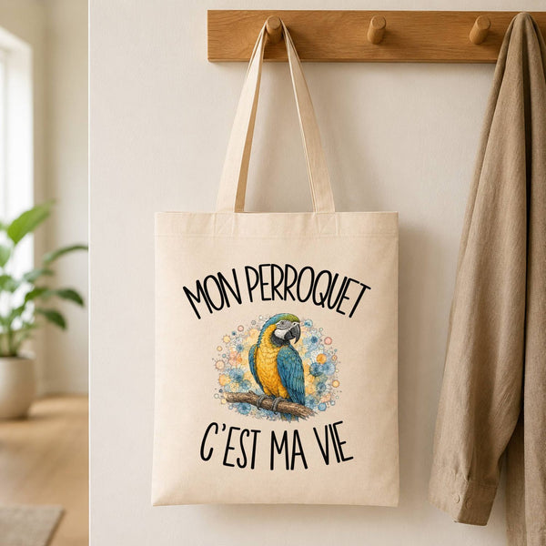 Tote Bag Beige Mon perroquet c'est ma vie