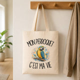 Tote Bag Beige Mon perroquet c'est ma vie