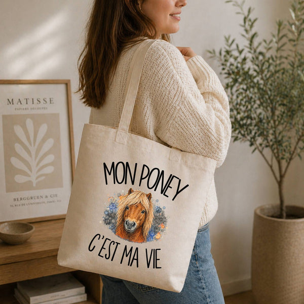 Tote Bag Beige Mon poney c'est ma vie