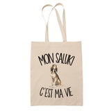 Tote Bag Beige Mon Saluki c'est ma vie