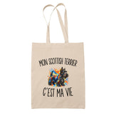 Tote Bag Beige Mon Scottish Terrier c’est ma vie
