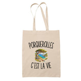 Tote Bag Beige Porquerolles c’est la vie