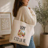 Tote Bag Beige Rome c’est la vie