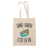 Tote Bag Beige Saint-Barth c’est la vie