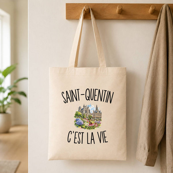Tote Bag Beige Saint-Quentin c’est la vie