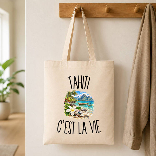 Tote Bag Beige Tahiti c’est la vie
