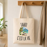 Tote Bag Beige Tahiti c’est la vie